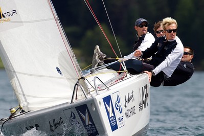 Francesco Bruni in action at St Moritz Match Race last year. Photo: Ian Roman / WMRT